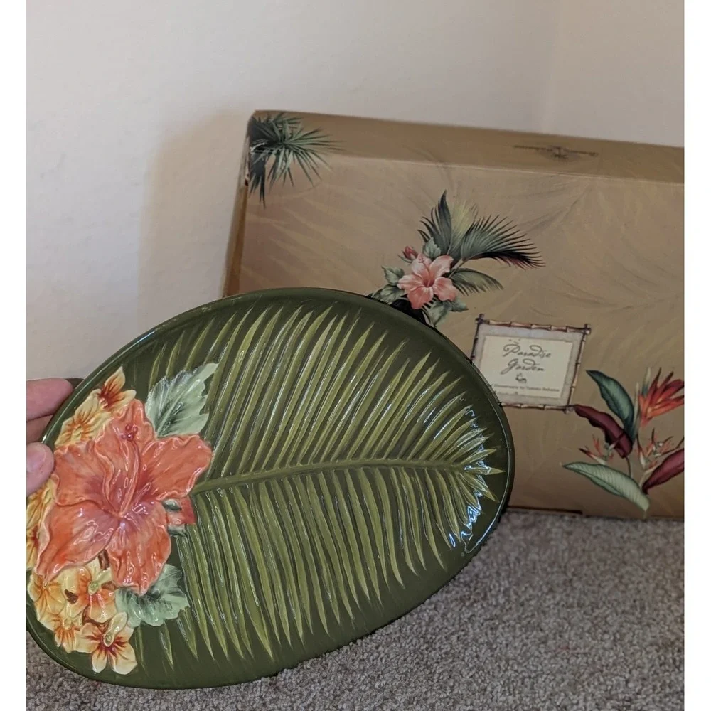 Tommy Bahama‎ Paradise Garden Hibiscus Plumeria Serving Platter Tropical 2006